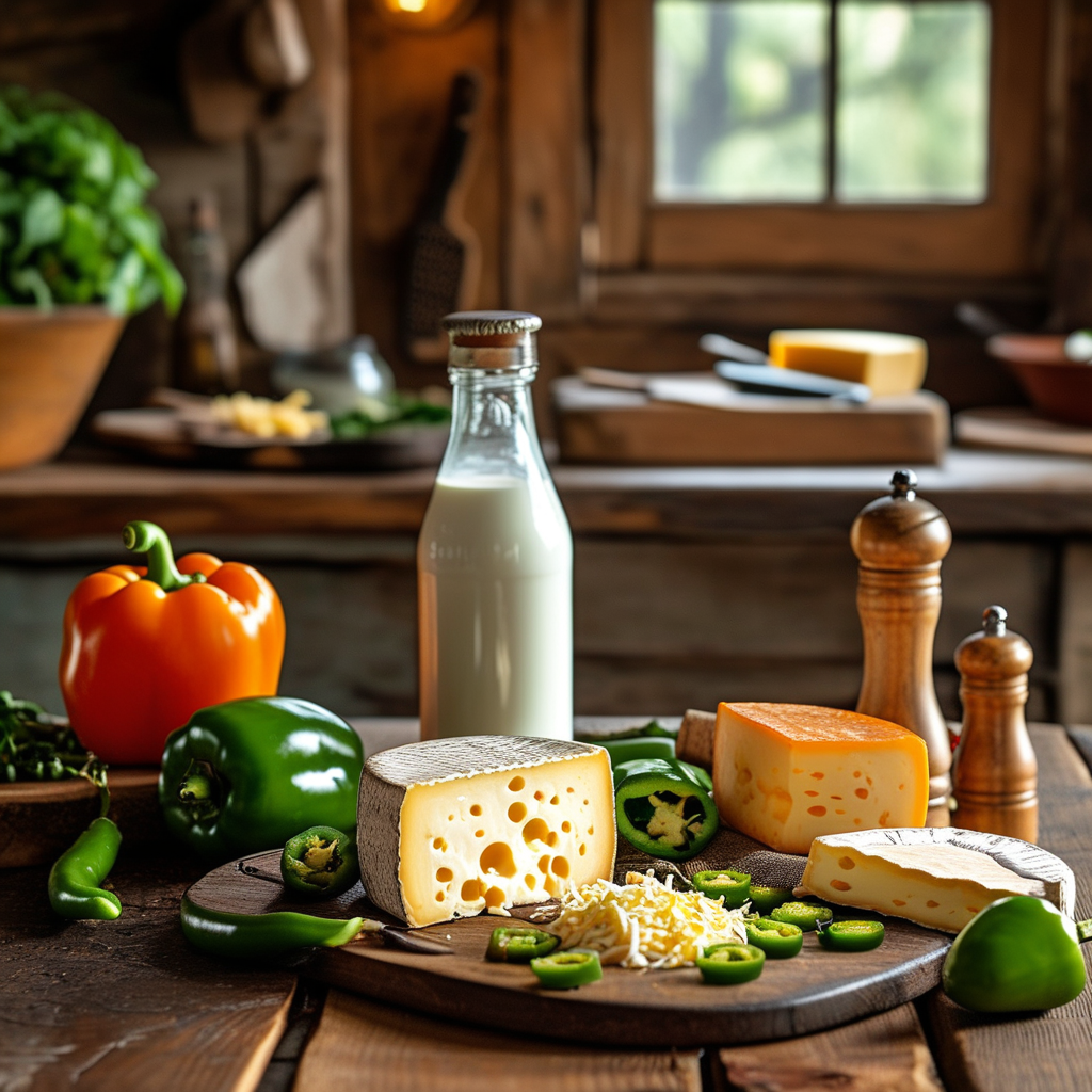 Ingredients used for making Pepper Jack Cheese