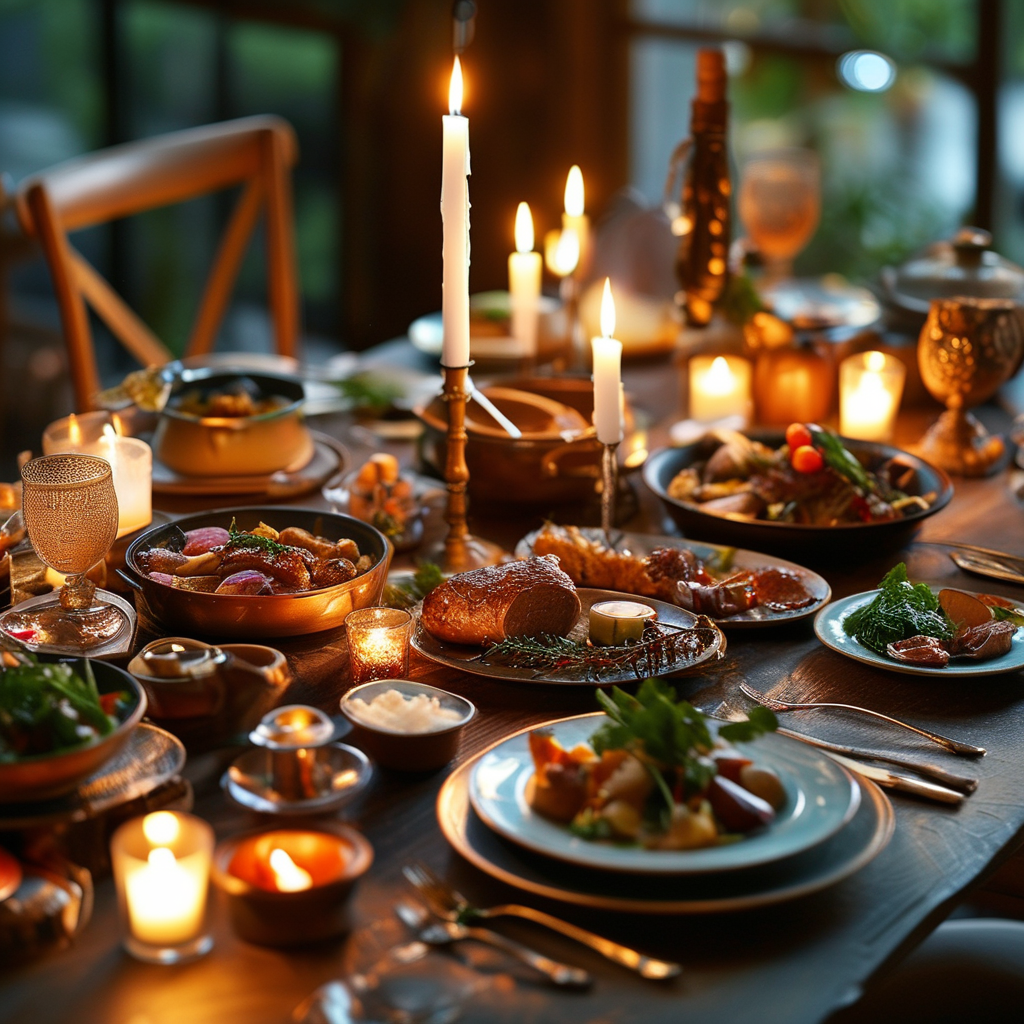 Soul food dinner party setup