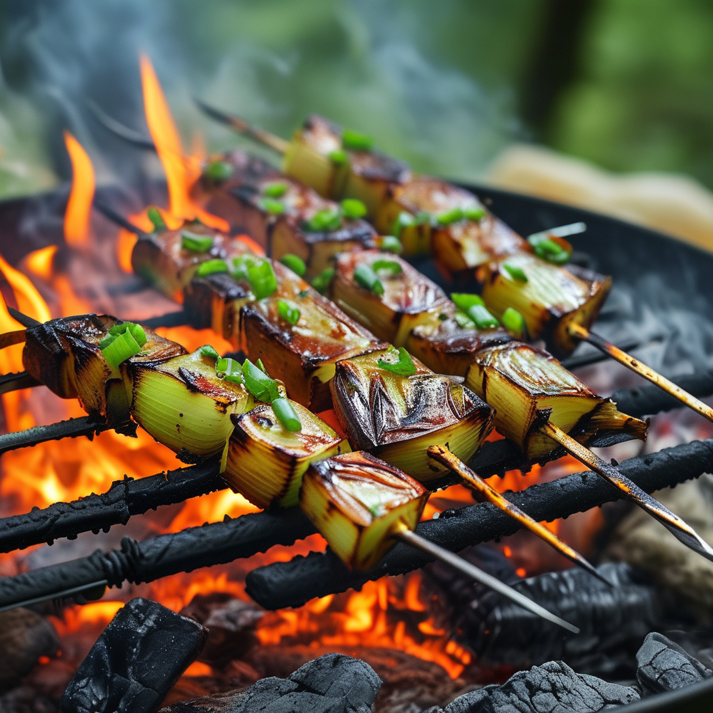 Grilled Tennessee onions on a barbecue grill