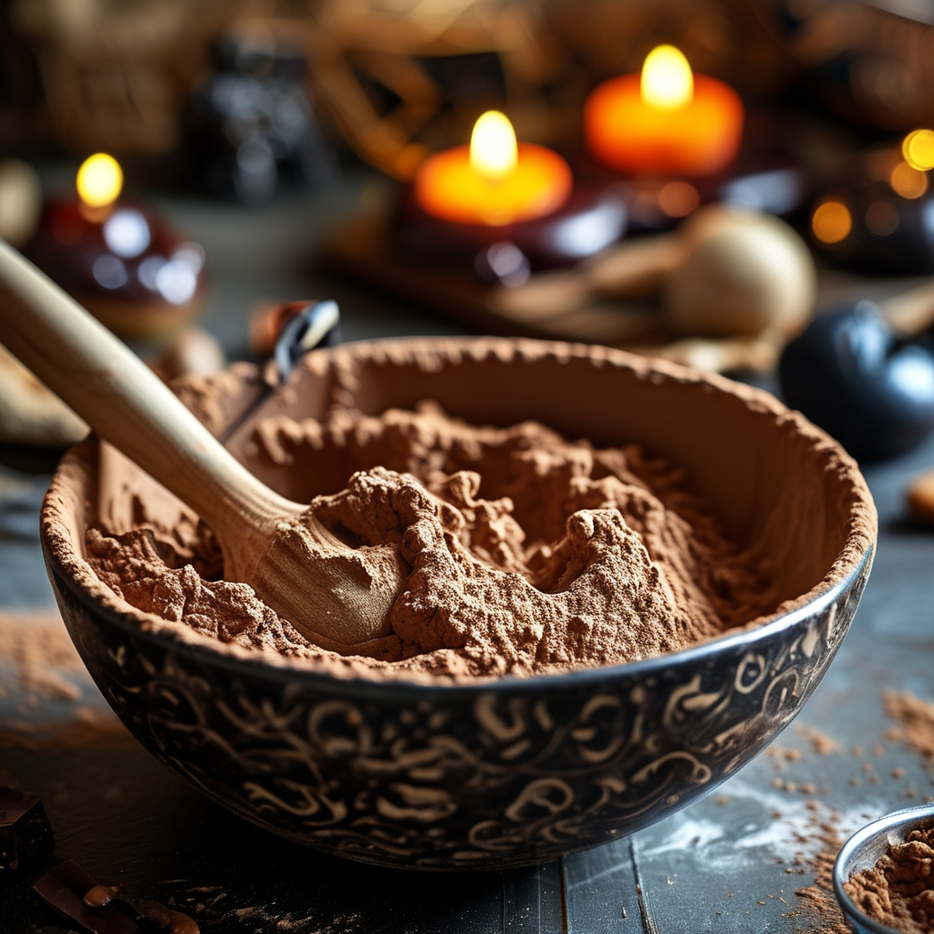 Mixing dry ingredients for chocolate cake