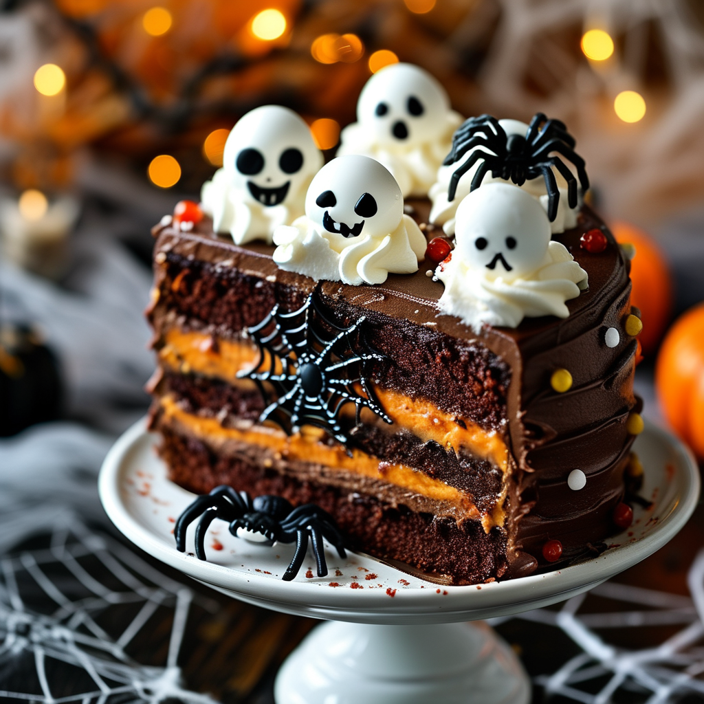 Decorated finished chocolate cake
