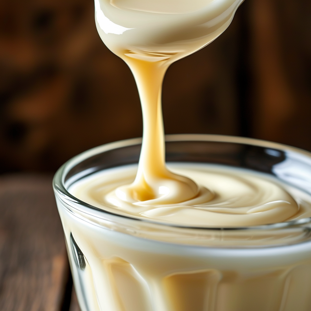 Condensed Milk Pouring into a Mixing Bowl
