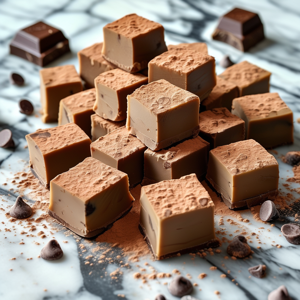 Decadent Warning Fudge Squares on a Marble Countertop