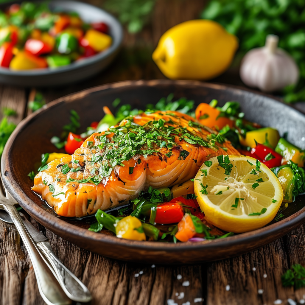 Lemon Garlic Salmon with Veggies