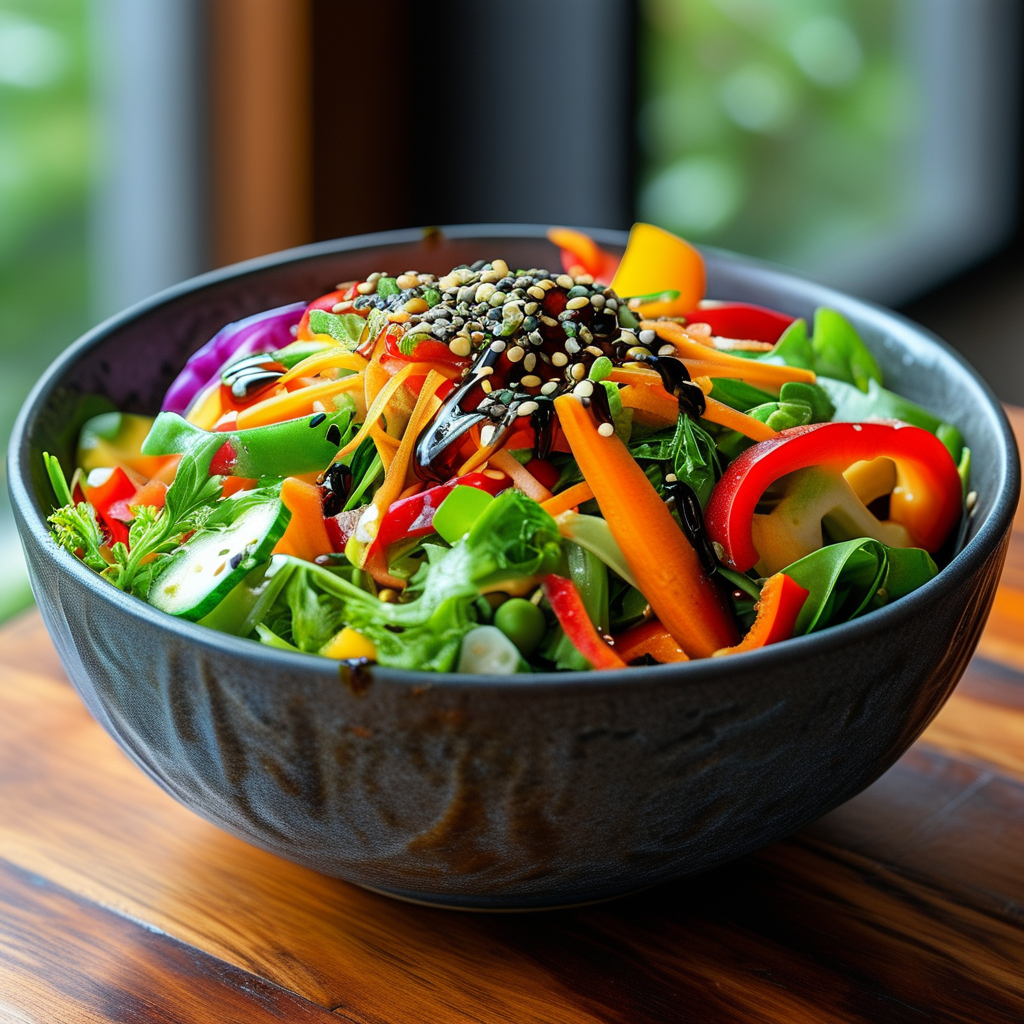 Colorful vegetarian Asian salad