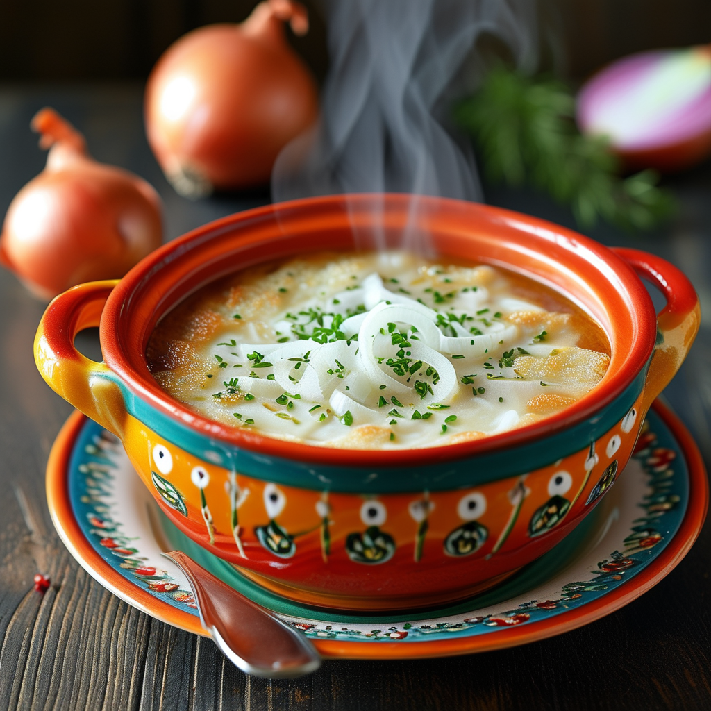 A vibrant bowl of French Onion Soup, showcasing the depth of flavor onions bring to the dish.