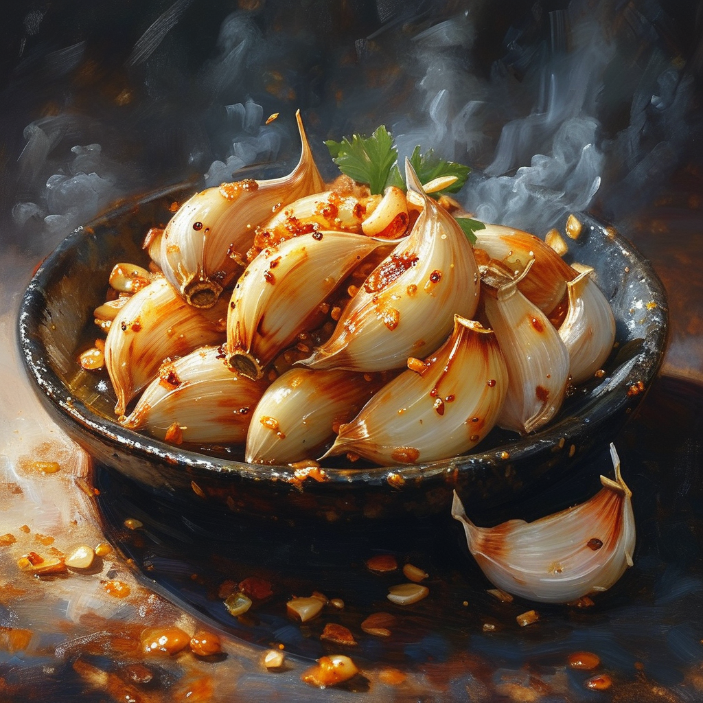 Burnt garlic dish contrasted against perfectly sautéed garlic