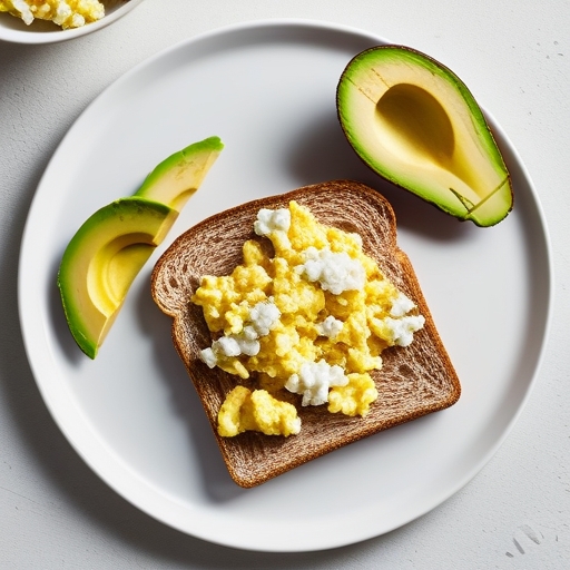 Plated Scrambled Eggs with Cottage Cheese