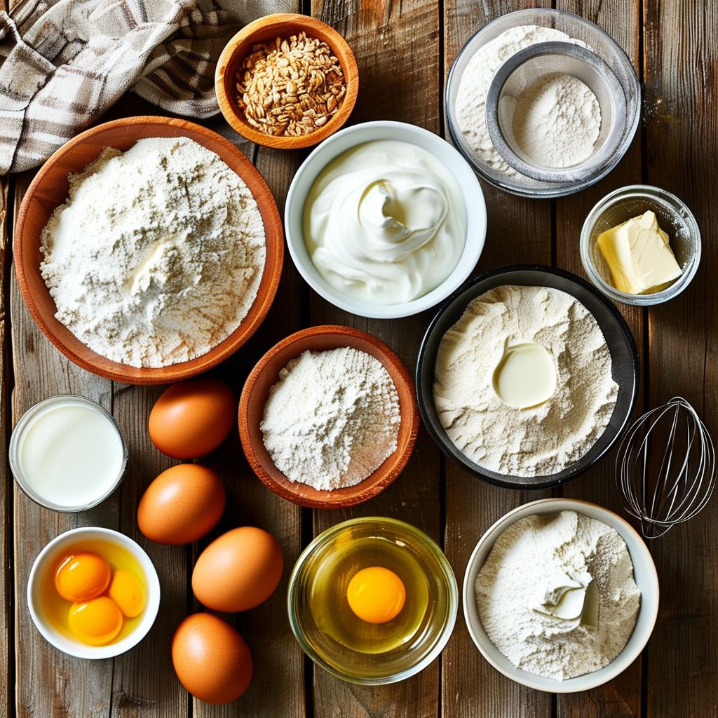 Ingredients for sour cream muffins