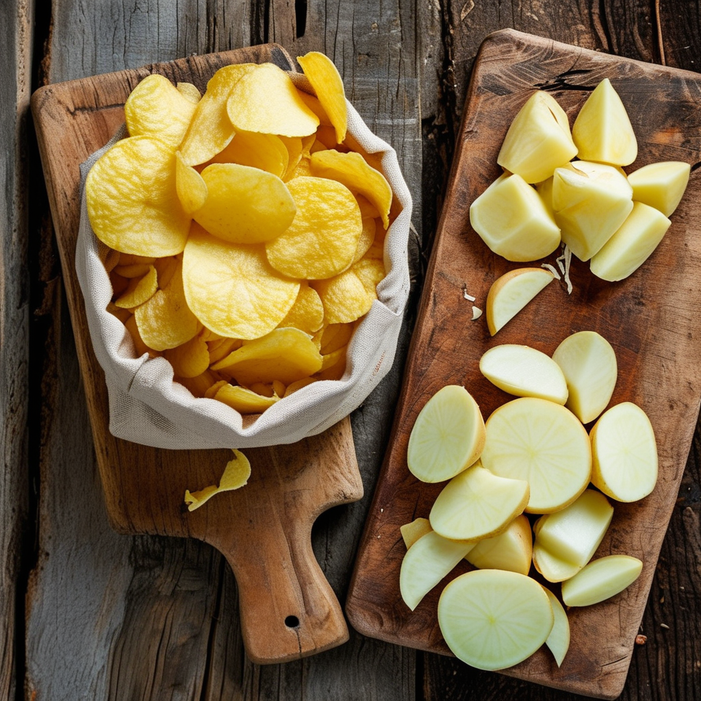 Instant potato flakes and potatoes