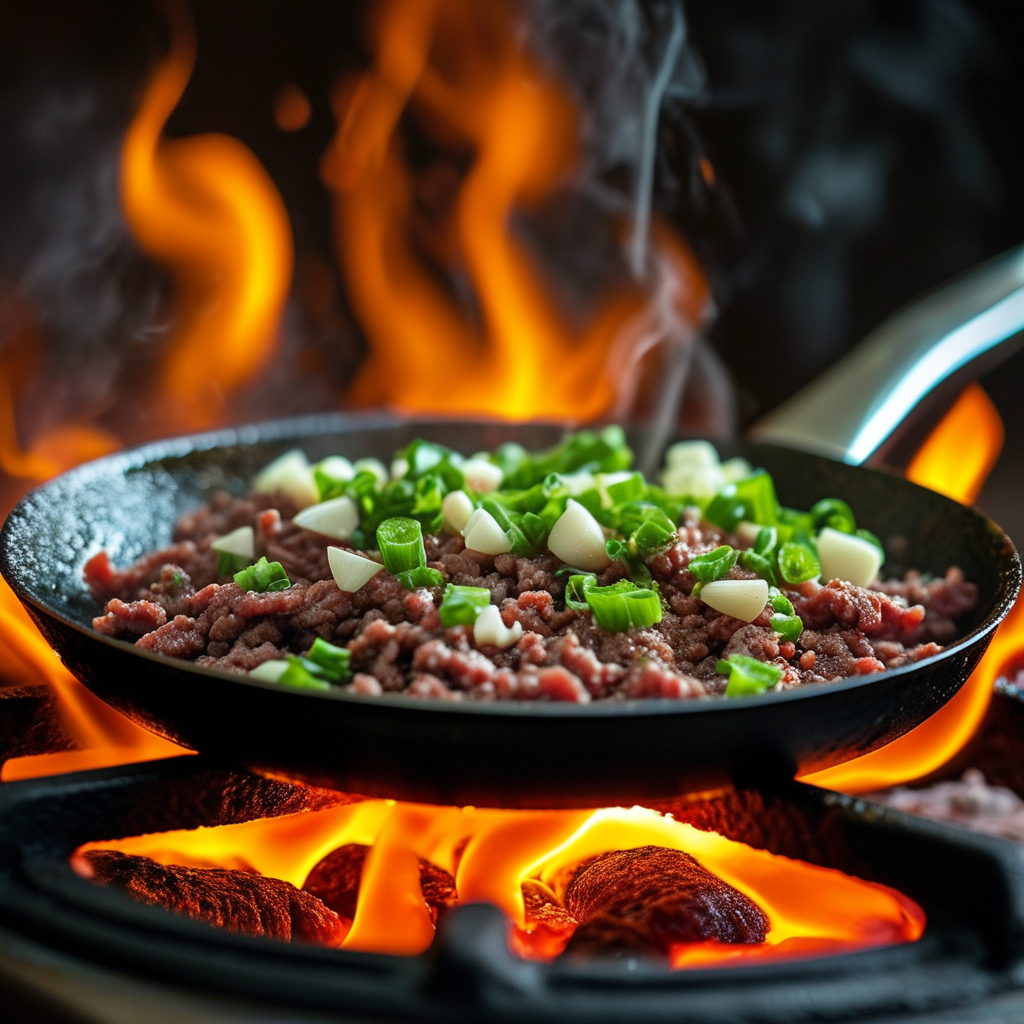 Cooking Process of Mongolian Ground Beef