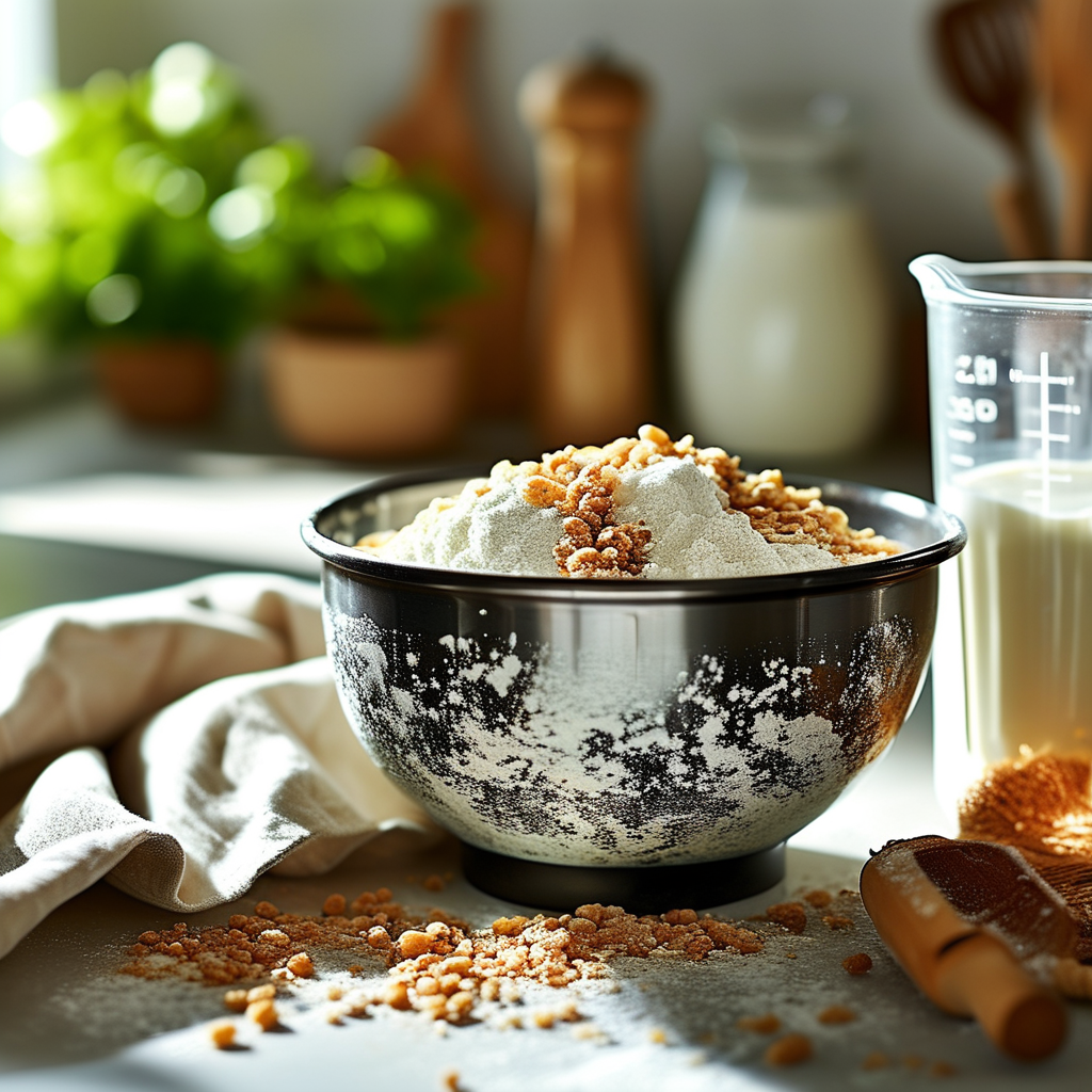 Mixing dry ingredients with sour cream