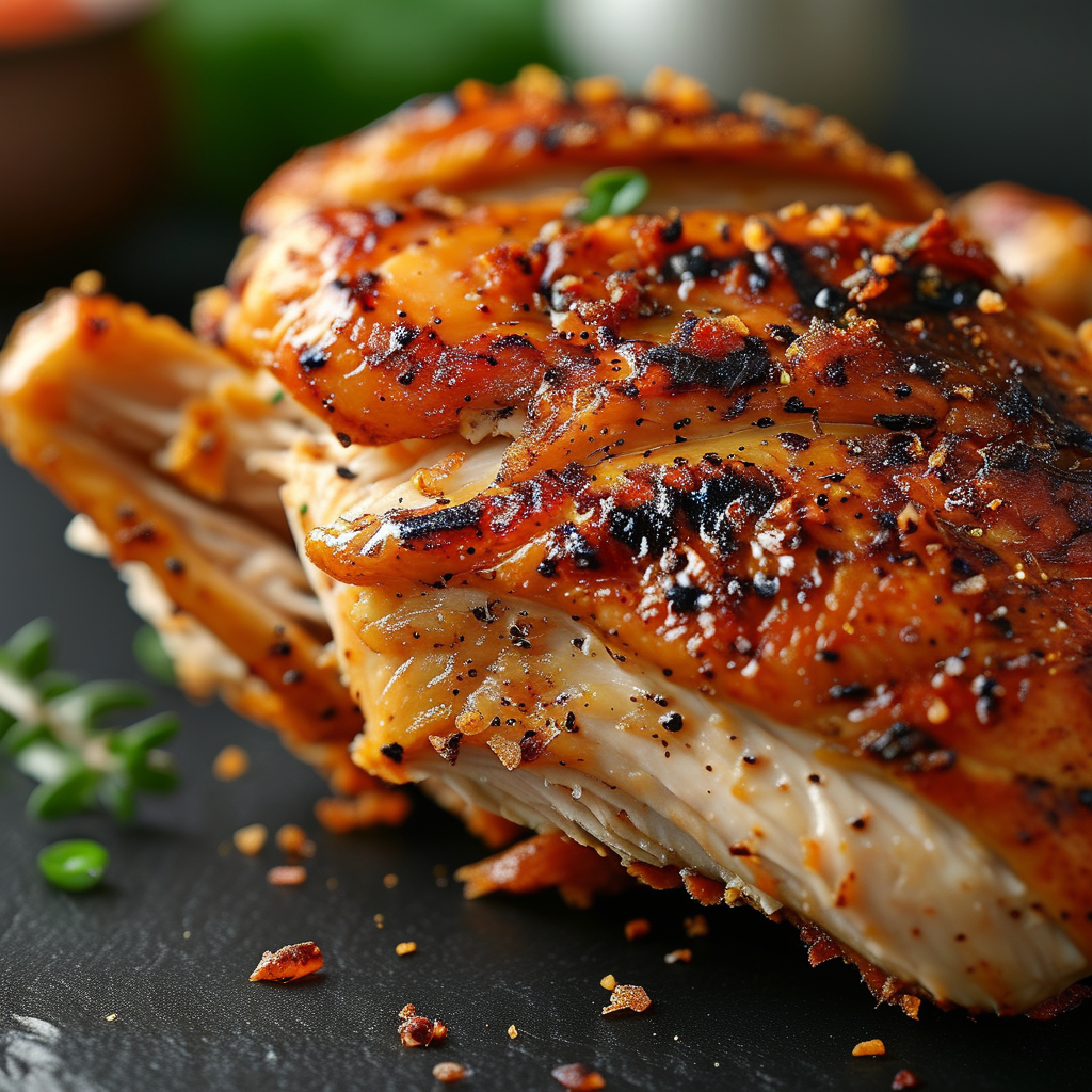 Close-up of Rotisserie Chicken being shredded