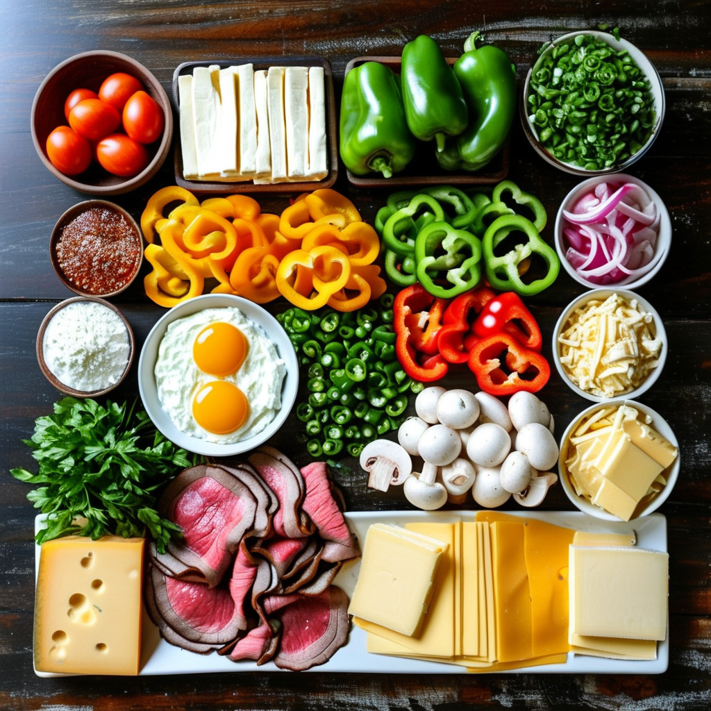 Ingredients for Philly Cheesesteak Egg Rolls