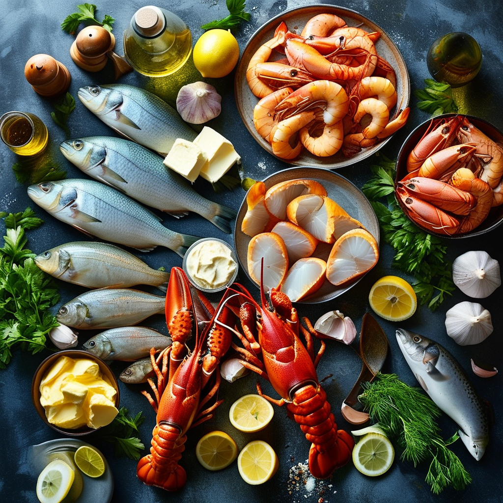 All ingredients for Poor Man's Lobster on a kitchen counter