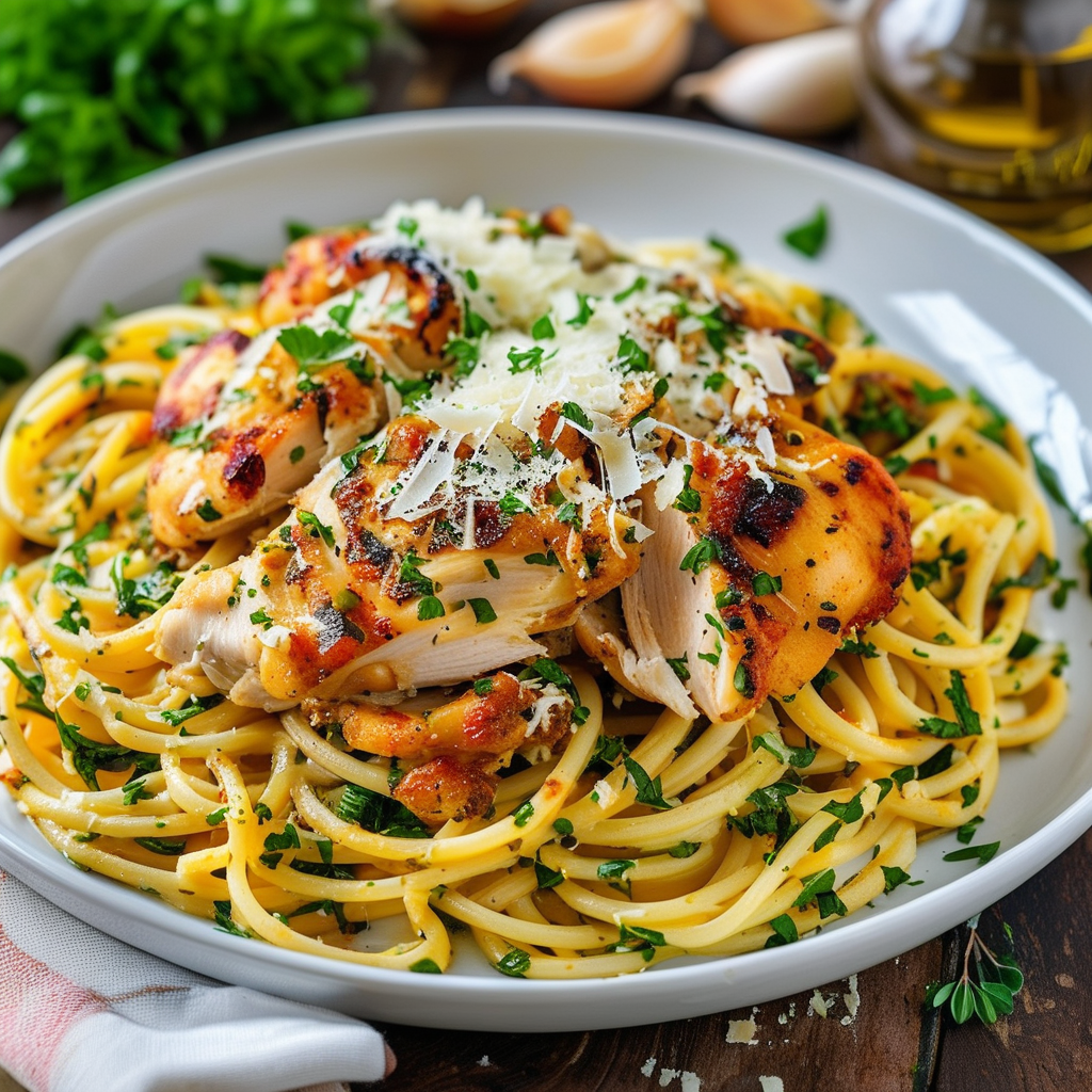 Garlic Butter Rotisserie Chicken Pasta