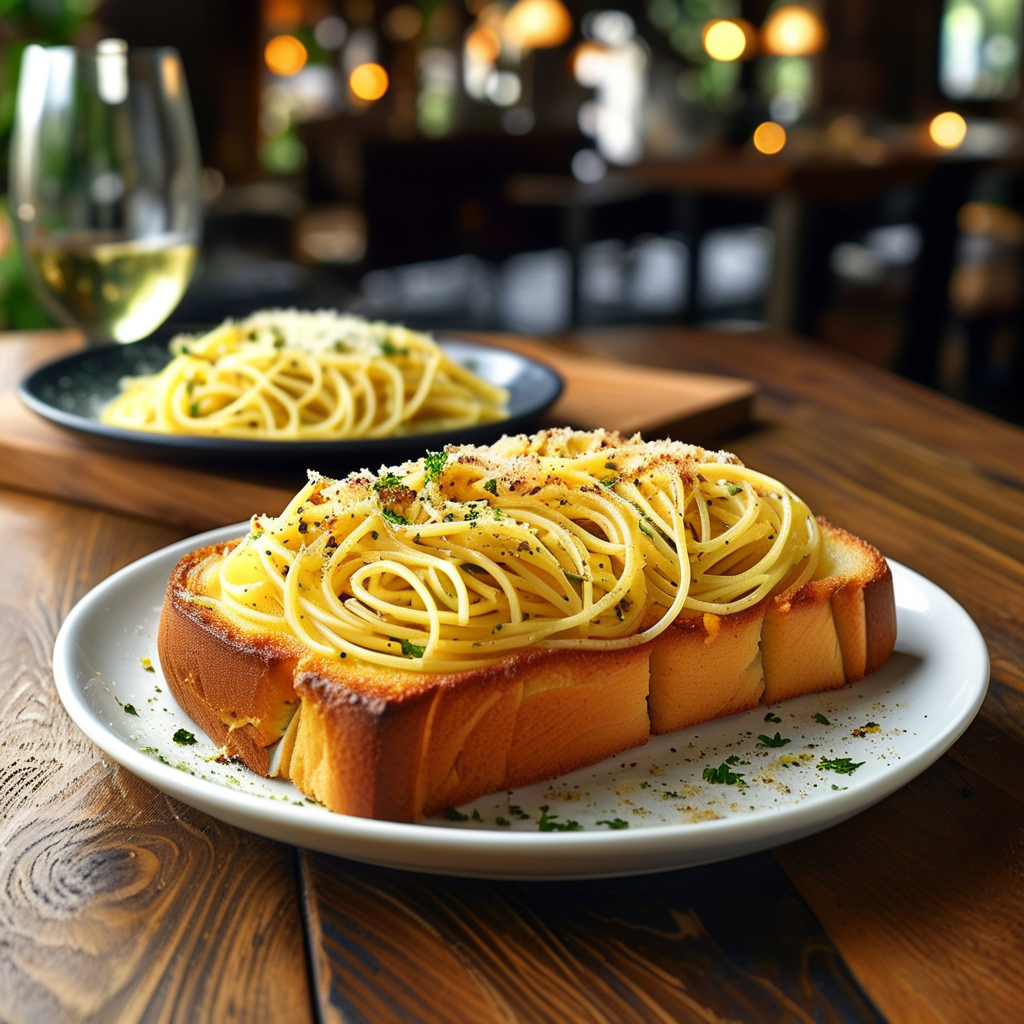 Garlic Bread with Pasta Dish