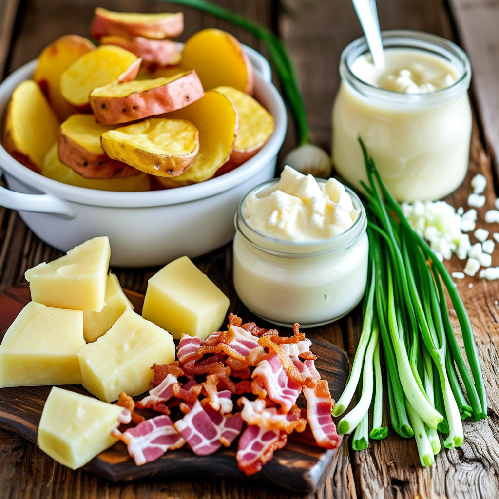 Ingredients for Slow Cooker Potato Soup with Hash Browns