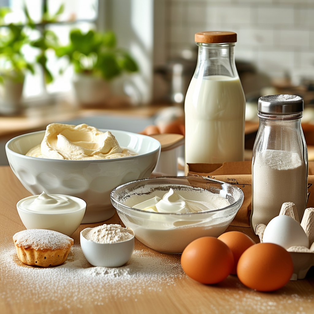 Ingredients for sour cream muffins