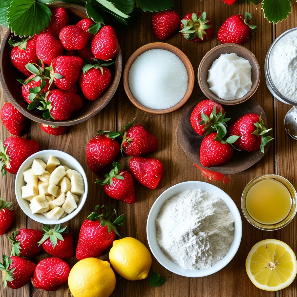 Ingredients for strawberry fruit filling