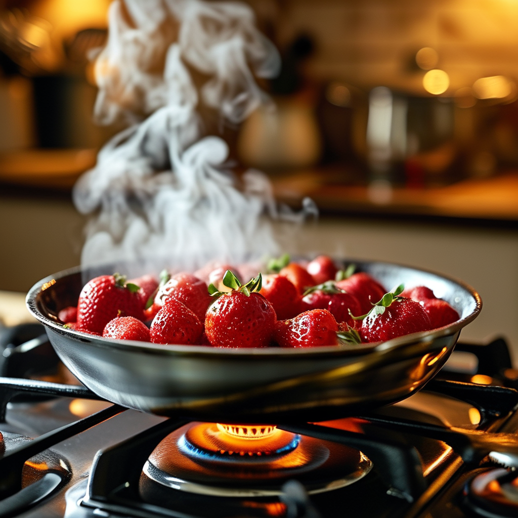 Cooking strawberry mixture