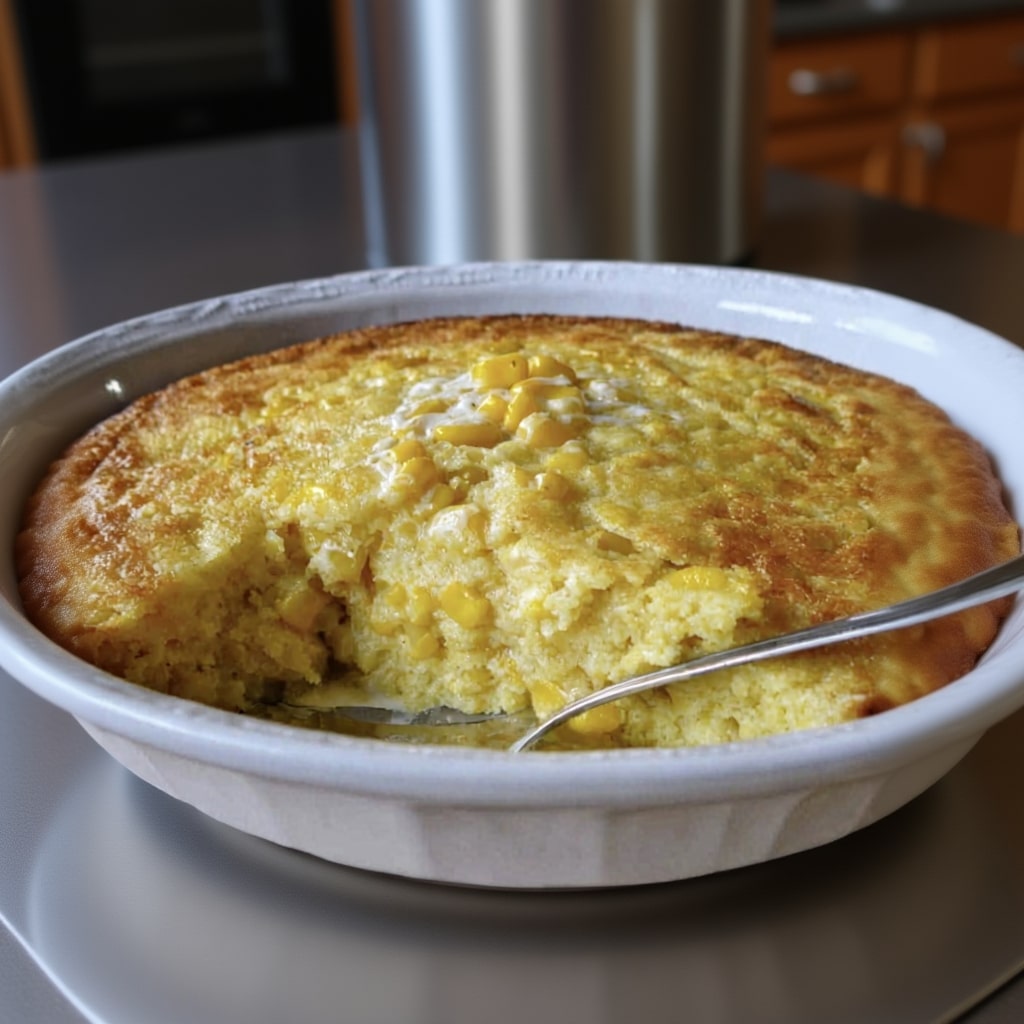 Classic baked corn casserole with a golden top