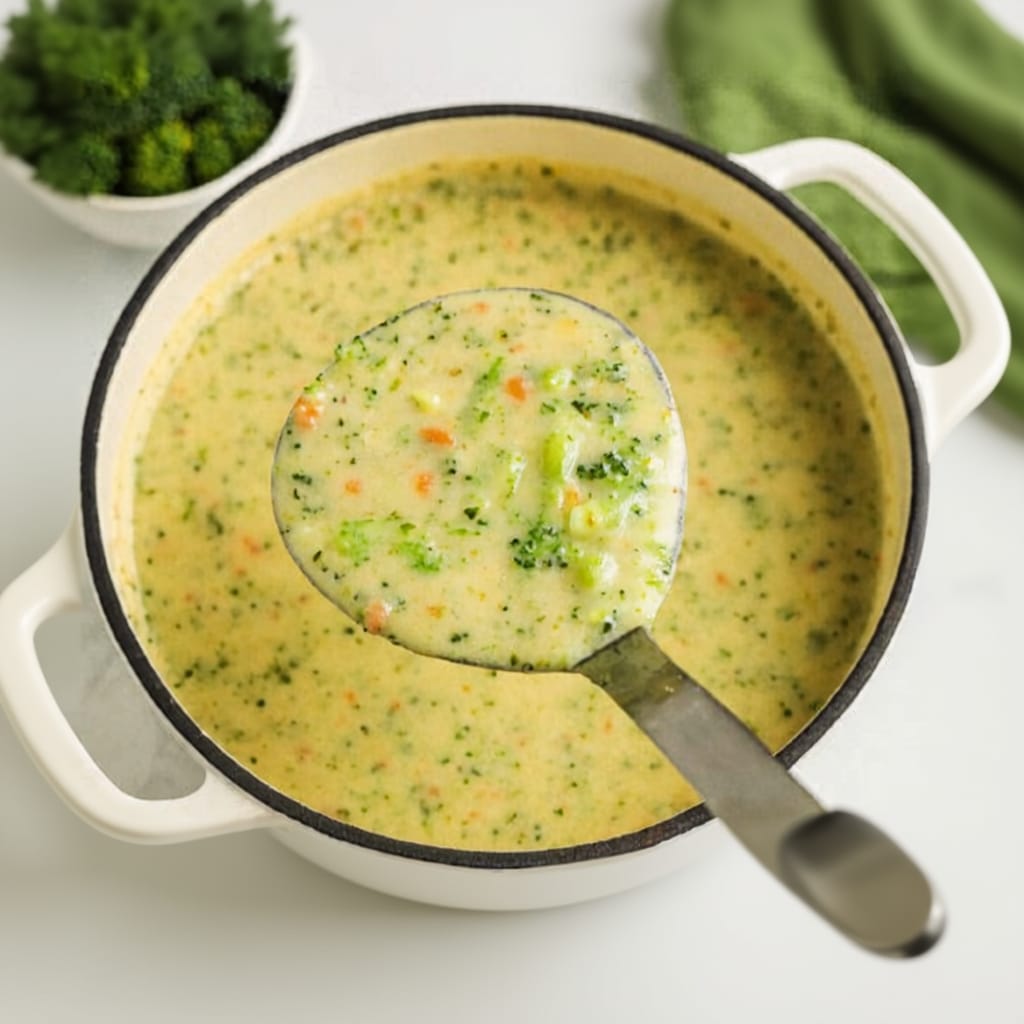 The Ultimate High Protein Broccoli Cheddar Soup Guide 6 Blending the broccoli cheddar soup for a creamy texture