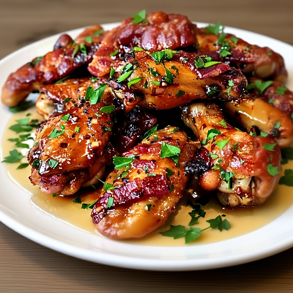 Sticky Apple Cider Bacon Glazed Wings (Easy Recipe)