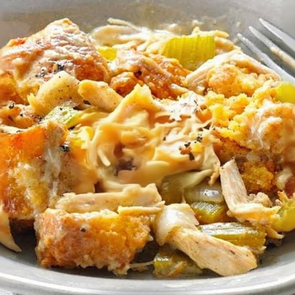 Easy Creamy Chicken Cornbread Casserole