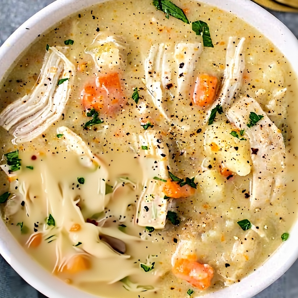 Healthy Chicken Pot Pie Soup (Easy & Creamy Recipe)