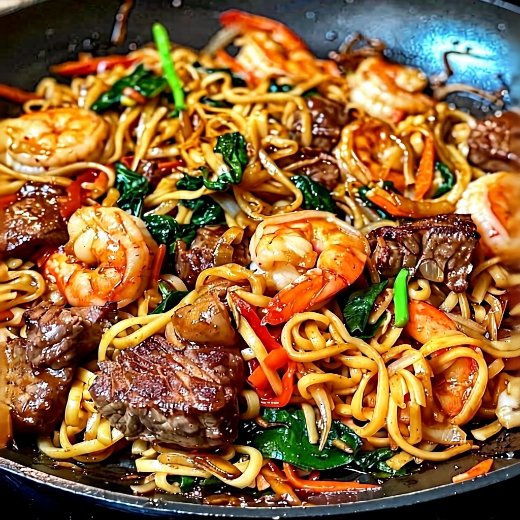 Easy Steak and Shrimp Lo Mein (Better Than Takeout)