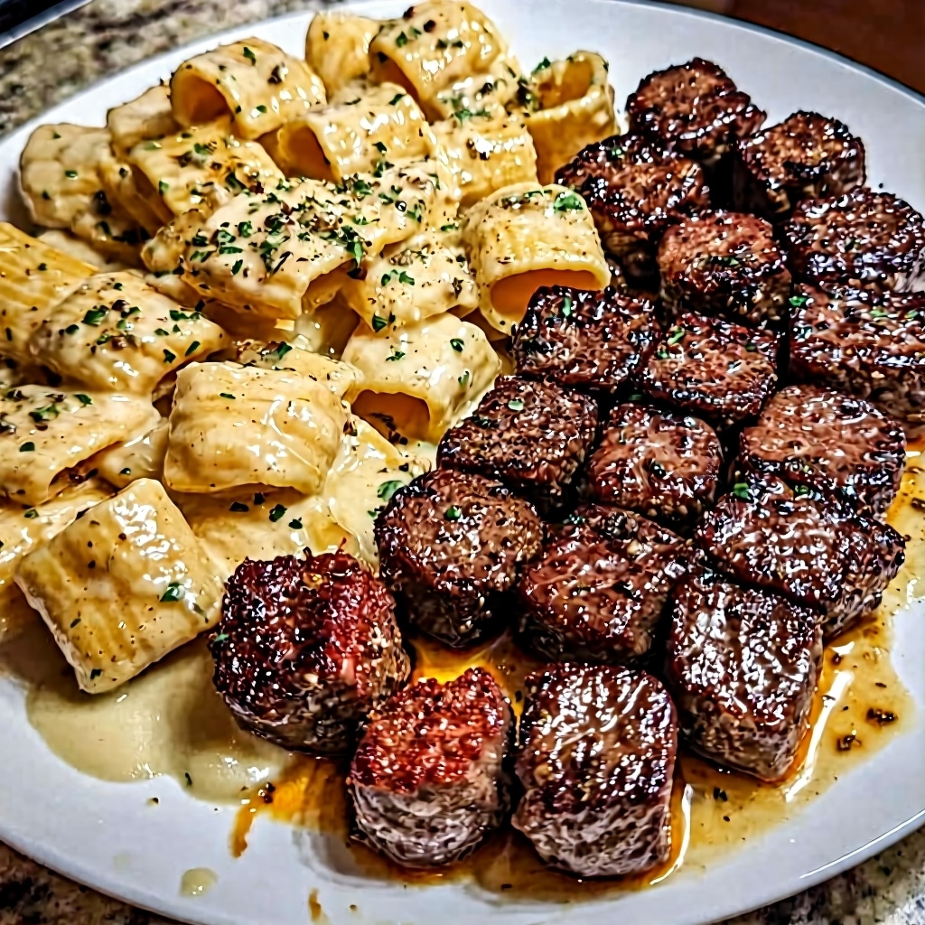 Best Steak Bites Rigatoni Alfredo (Easy Recipe)