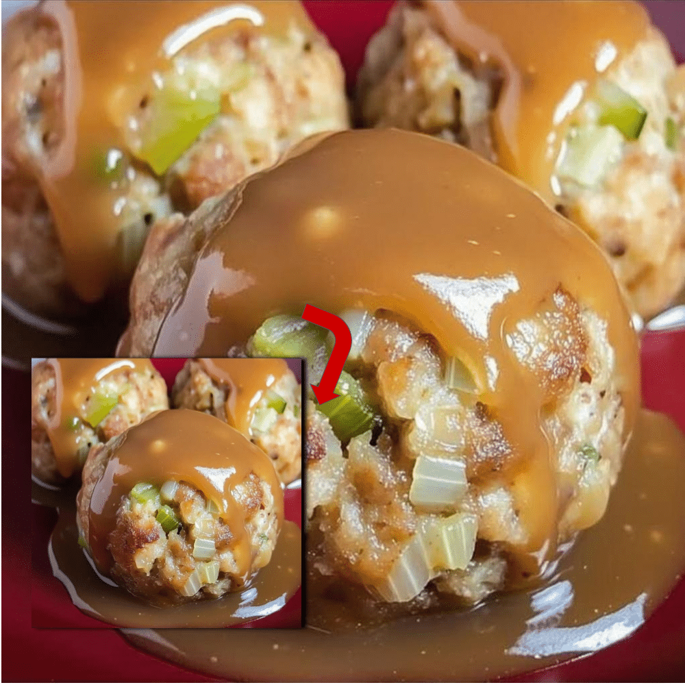 Easy Stuffing Balls with Gravy (Family Favorite Recipe)
