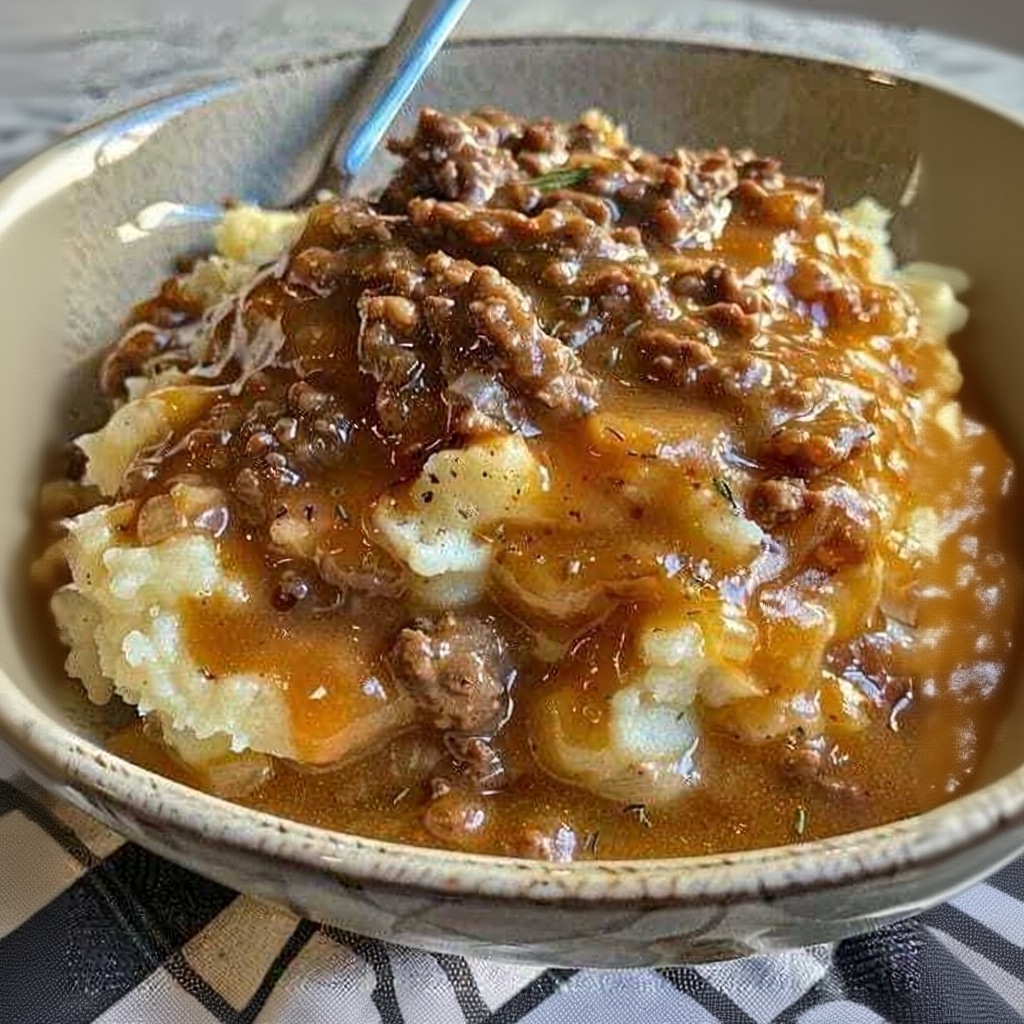 The Best Beef and Gravy Mashed Potatoes Recipe