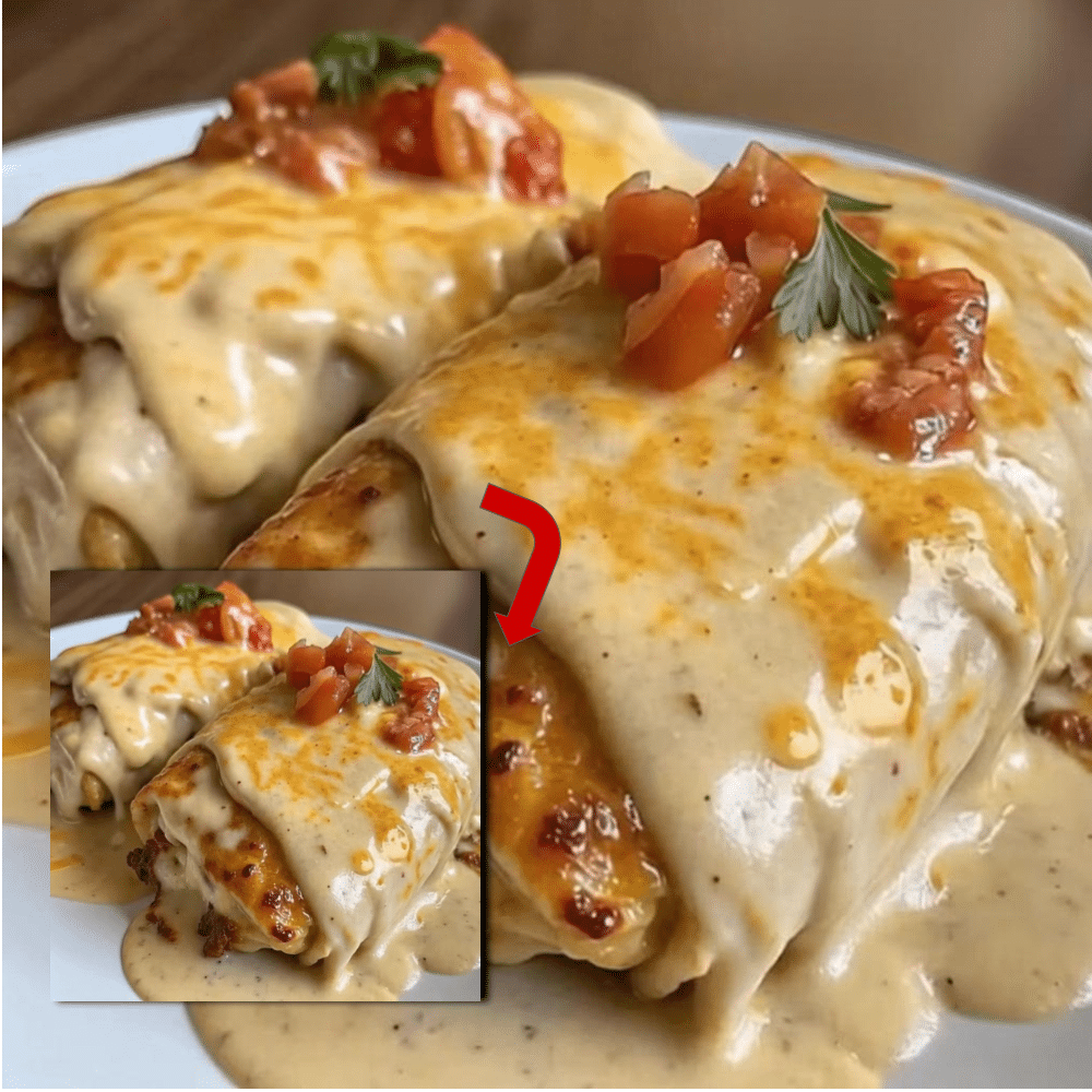 Easy Cheesy Chicken Enchiladas (Creamy Sauce)