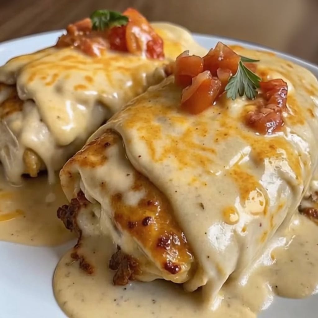 Easy Cheesy Chicken Enchiladas (Creamy Sauce)