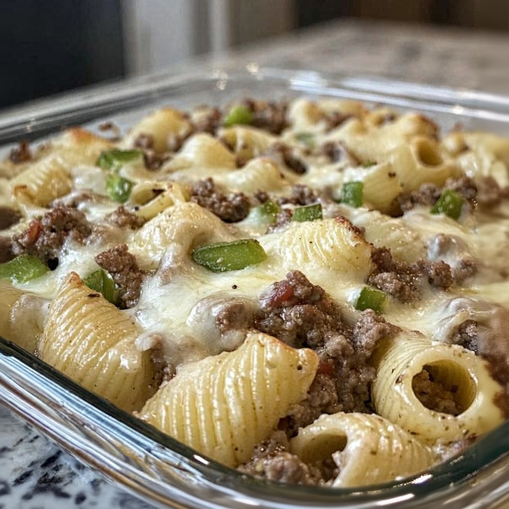 Cheesy Ground Beef and Shells Pasta Bake 1 Easy Cheesy Ground Beef Shells Bake (Family Favorite!)