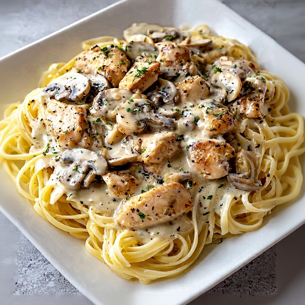 Creamy Garlic Chicken Mushroom Pasta 1 Creamy Chicken Mushroom Pasta (Easy Recipe)