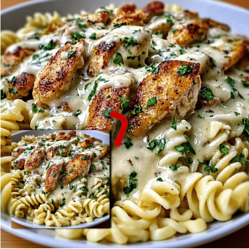 Creamy Garlic Butter Chicken and Rotini in Parmesan Sauce 2 Easy Creamy Garlic Butter Chicken Rotini Recipe