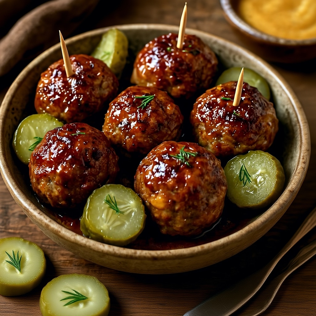Easy Dill Pickle Meatballs with Creamy Dill Sauce