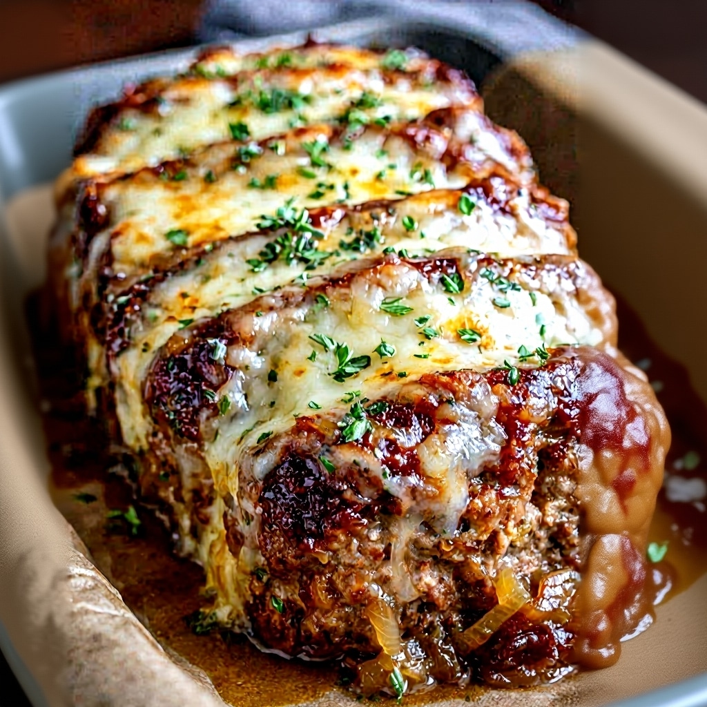 French Onion Meatloaf with Melted Cheese 1 French Onion Meatloaf: The Ultimate Cheesy Recipe