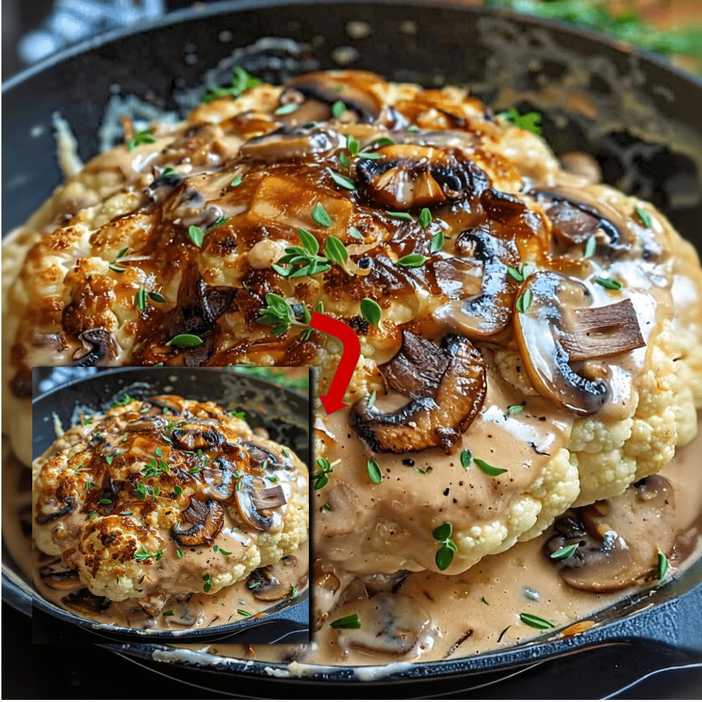 Showstopper Roast Cauliflower Mushroom Gruyere