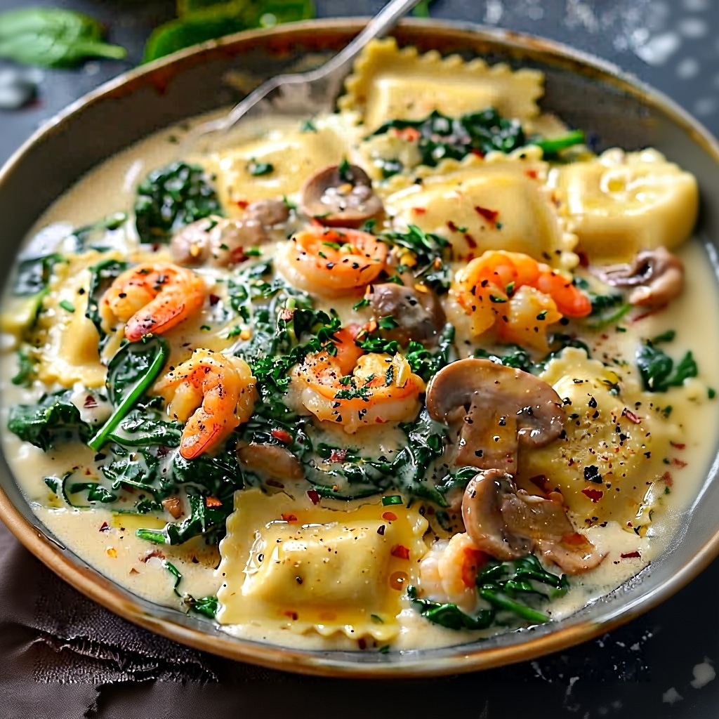 Best Seafood Ravioli Garlic Cream Sauce Recipe