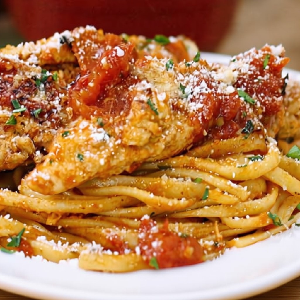 25-Minute Chicken Linguine with Tomato Sauce 1 Easy 25 Minute Chicken Linguine Recipe (Weeknight Meal)