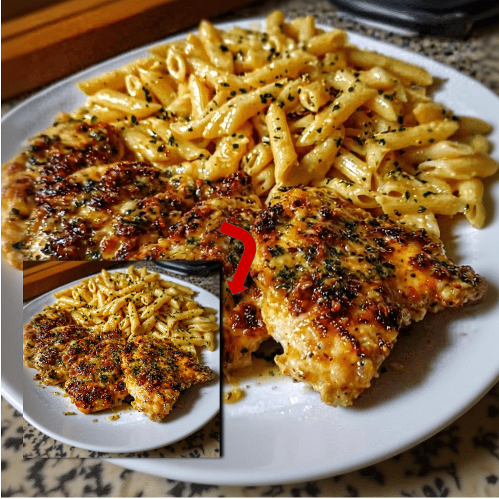 Easy Cheddar Parmesan Garlic Chicken Pasta Recipe