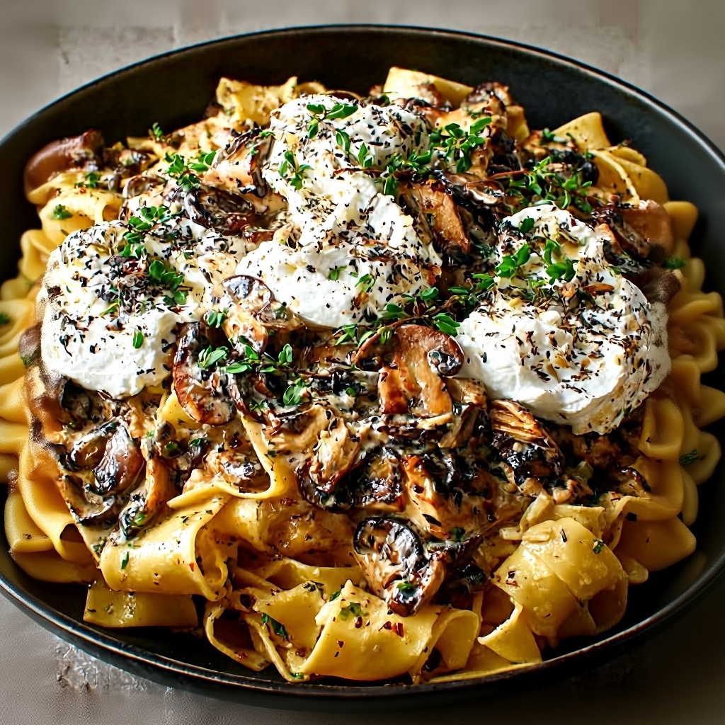 Creamy Chicken Mushroom Pappardelle (Easy Recipe)