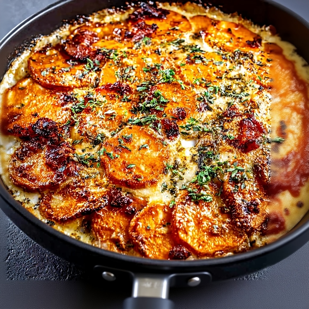 Easy Creamy Sweet Potato Bacon Bake Recipe