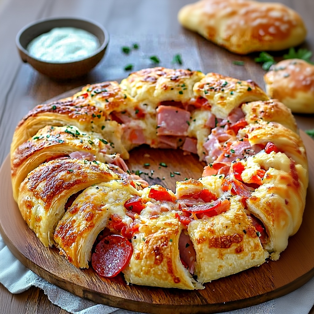 Easy Ham and Pepperoni Crescent Ring Recipe