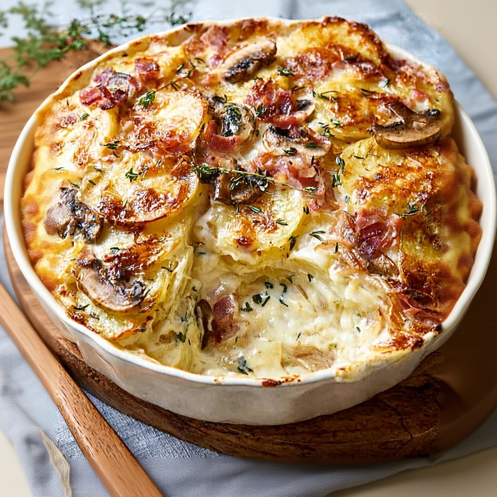 Creamy Potato Mushroom Brie Bake Recipe
