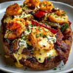 Ultimate Steak Shrimp Mushroom Baked Potatoes